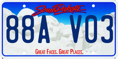 SD license plate 88AV03