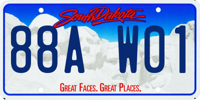 SD license plate 88AW01