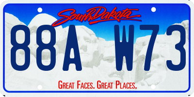 SD license plate 88AW73