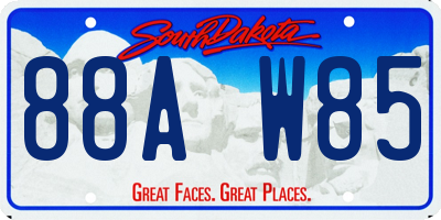 SD license plate 88AW85