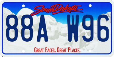 SD license plate 88AW96