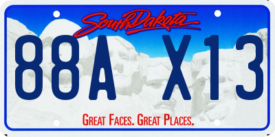 SD license plate 88AX13