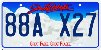 SD license plate 88AX27