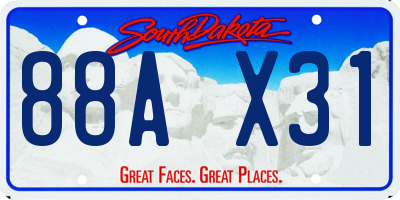 SD license plate 88AX31