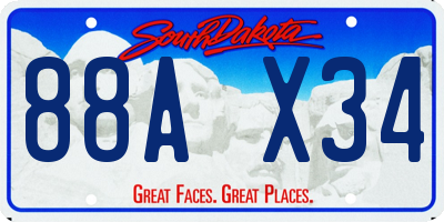 SD license plate 88AX34