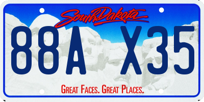 SD license plate 88AX35