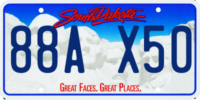 SD license plate 88AX50
