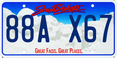SD license plate 88AX67