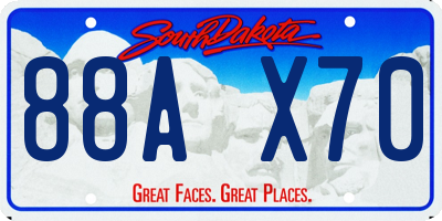 SD license plate 88AX70