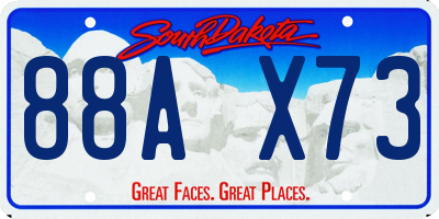 SD license plate 88AX73