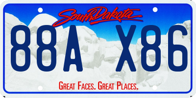 SD license plate 88AX86
