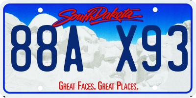 SD license plate 88AX93