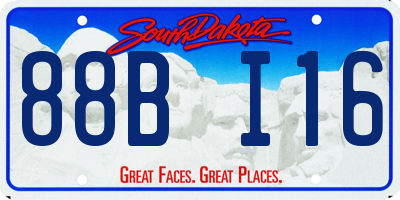 SD license plate 88BI16