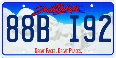 SD license plate 88BI92