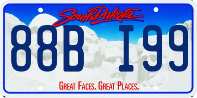 SD license plate 88BI99