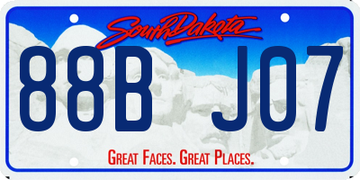 SD license plate 88BJ07