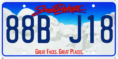 SD license plate 88BJ18