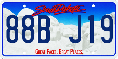 SD license plate 88BJ19
