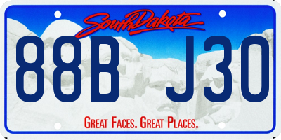 SD license plate 88BJ30