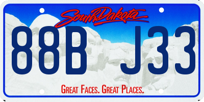 SD license plate 88BJ33