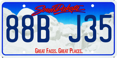 SD license plate 88BJ35