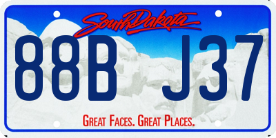 SD license plate 88BJ37