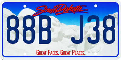 SD license plate 88BJ38