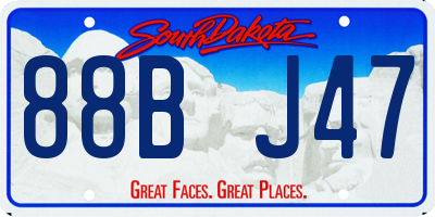 SD license plate 88BJ47