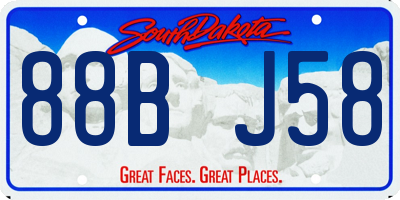 SD license plate 88BJ58