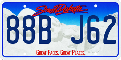 SD license plate 88BJ62