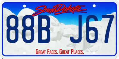 SD license plate 88BJ67