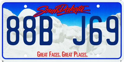 SD license plate 88BJ69