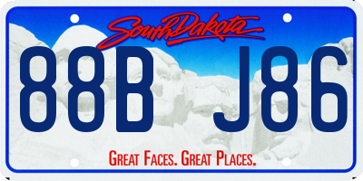 SD license plate 88BJ86
