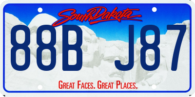 SD license plate 88BJ87