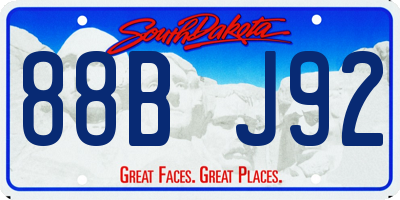 SD license plate 88BJ92