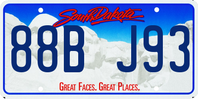 SD license plate 88BJ93