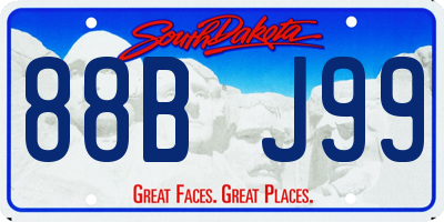 SD license plate 88BJ99