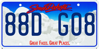 SD license plate 88DG08