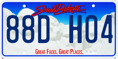 SD license plate 88DH04