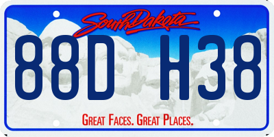 SD license plate 88DH38
