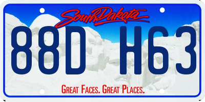 SD license plate 88DH63