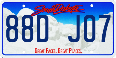 SD license plate 88DJ07