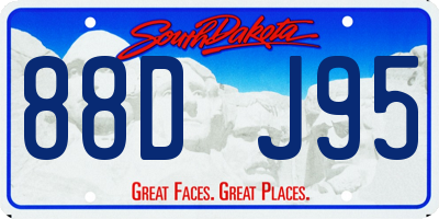 SD license plate 88DJ95