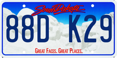 SD license plate 88DK29