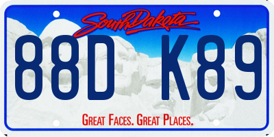 SD license plate 88DK89