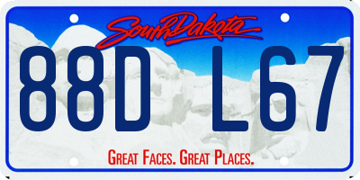 SD license plate 88DL67
