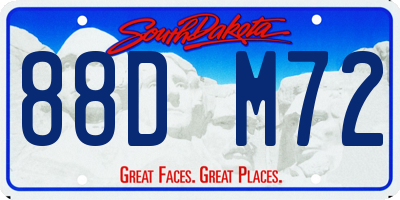 SD license plate 88DM72