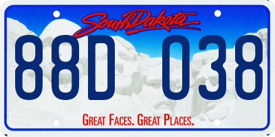 SD license plate 88DO38