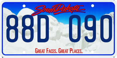 SD license plate 88DO90