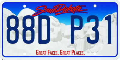 SD license plate 88DP31